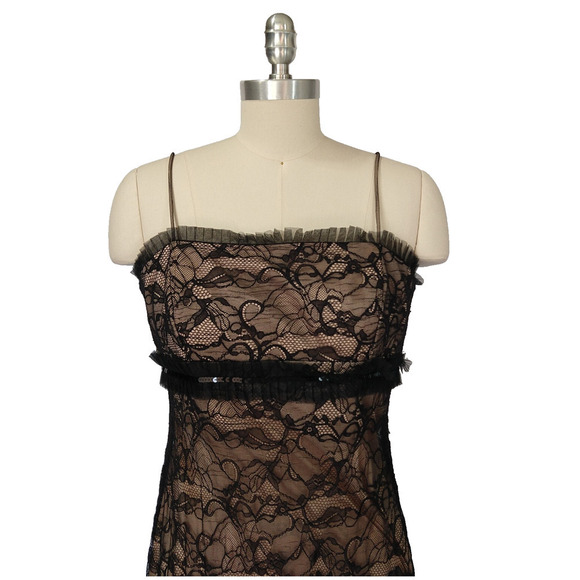 Vintage 90s Y2K Prom Dress Maxi Gown Size M 12 Black Lace Fairy Goth Betsy Adam - Picture 5 of 13